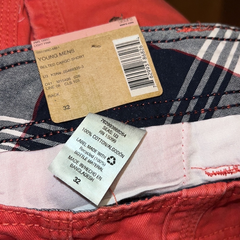 Mens pink cargo shorts Roebuck and Co 32 - Picture 4 of 5